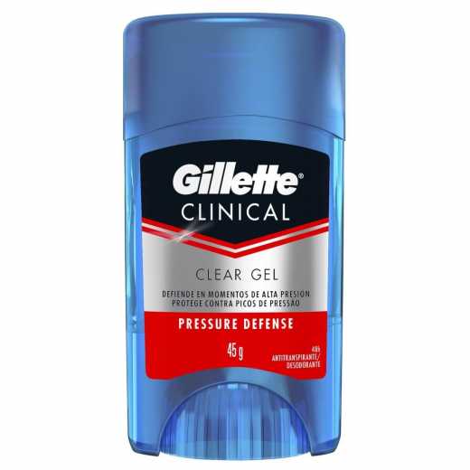 Desodorante Antitranspirante Clear Gel Gillette Clinical Pressure Defense Masculino com 45g