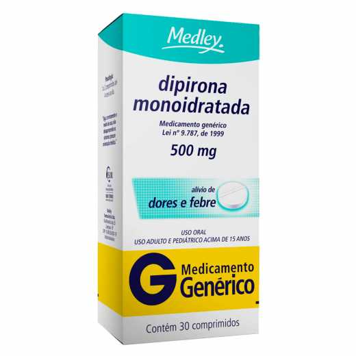 Dipirona Monoidratada 500mg Medley com 30 comprimidos