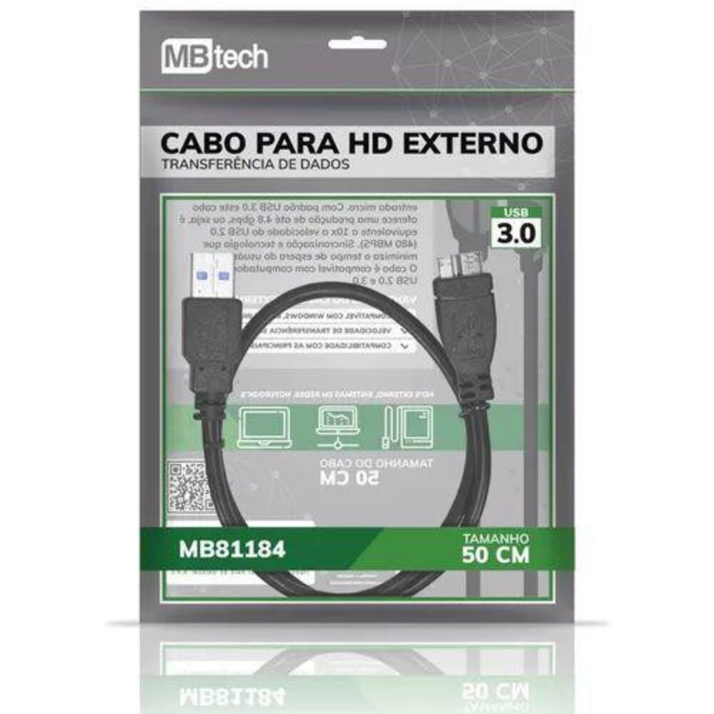 CABO USB MICRO PARA/ HD EXTERNO MB TECH
