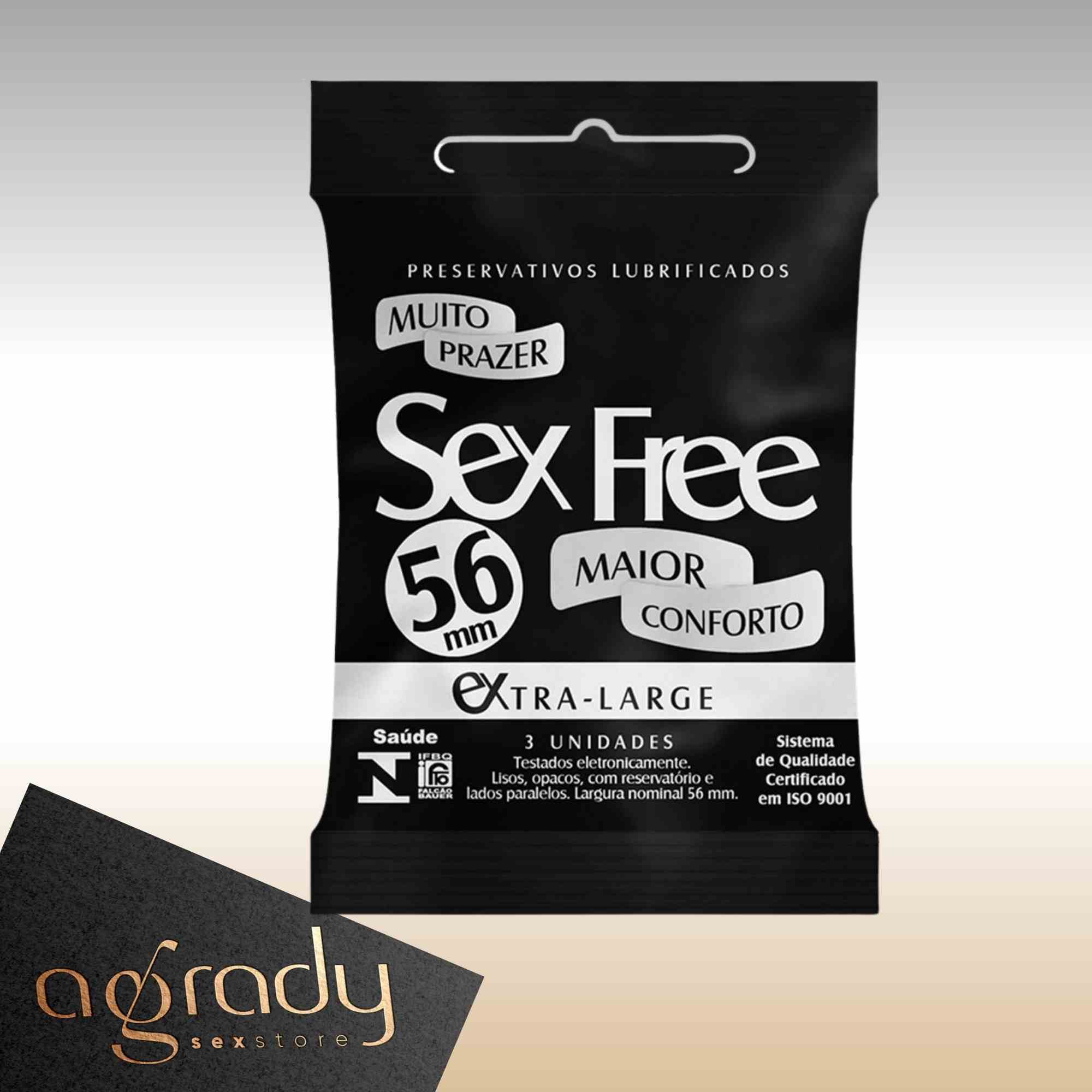 Preservativo Extra Large 56mm Com 3 Unidades Sex Free