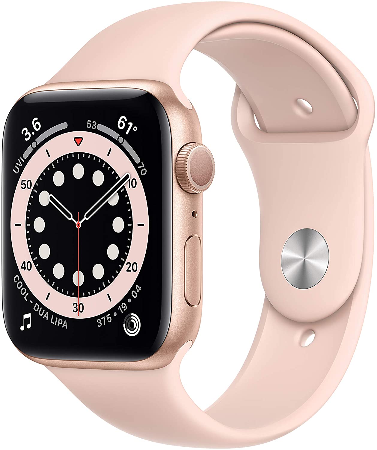 Apple Watch Series 6 Gold Aluminum Case Com Pink Sand Band 44mm  (GPS) (A2292)