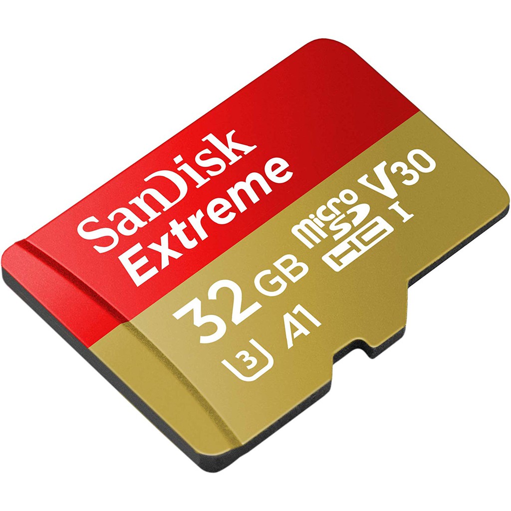 Cartão de Memória 32GB - Extreme MicroSDHC UHS-I Com Adaptador - C10, U3, V30, 4K, A1, Micro SD - SDSQXAF-032G-GN6MA, Vermelho/Dourado - SanDisk