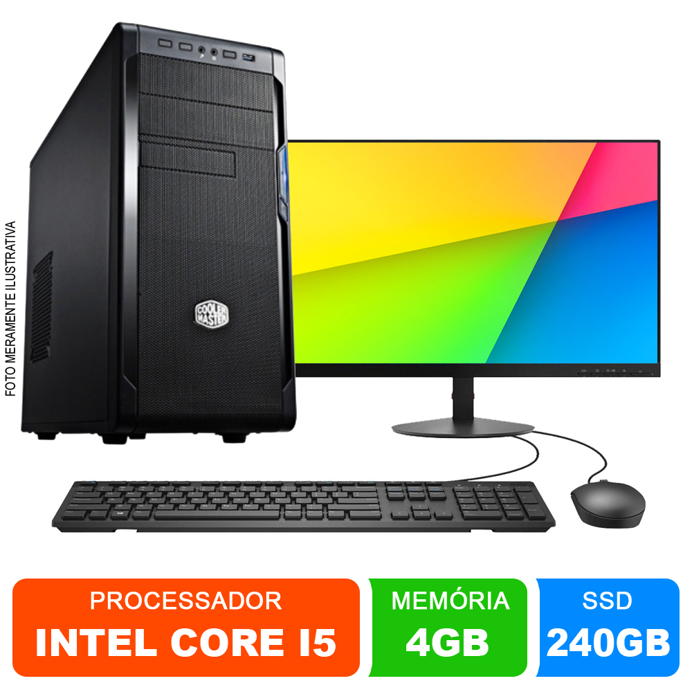 Microcomputador Completo Intel Core i5 3.0Ghz 4gb Ram HD 240GB SSD Monitor 18,5 Polegadas Teclado e Mouse