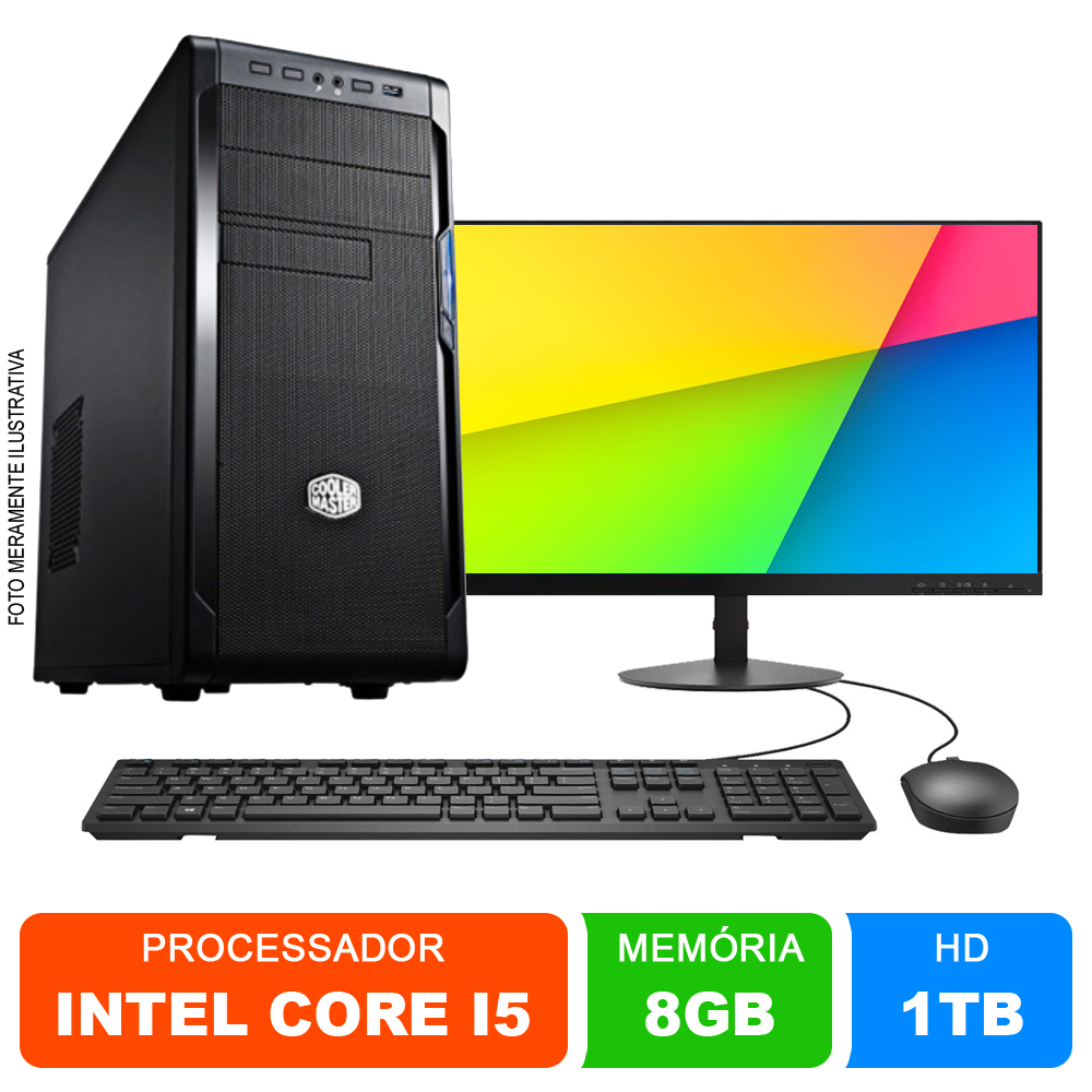 Microcomputador Completo Intel Core i5 3.6Ghz 8gb Ram HD 1TB Monitor 18,5 Polegadas Teclado e Mouse