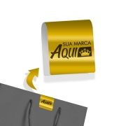 200 Adesivos Fecha Sacola (Dourados) Personalizados Para Loja / Comercio - 6x3cm
