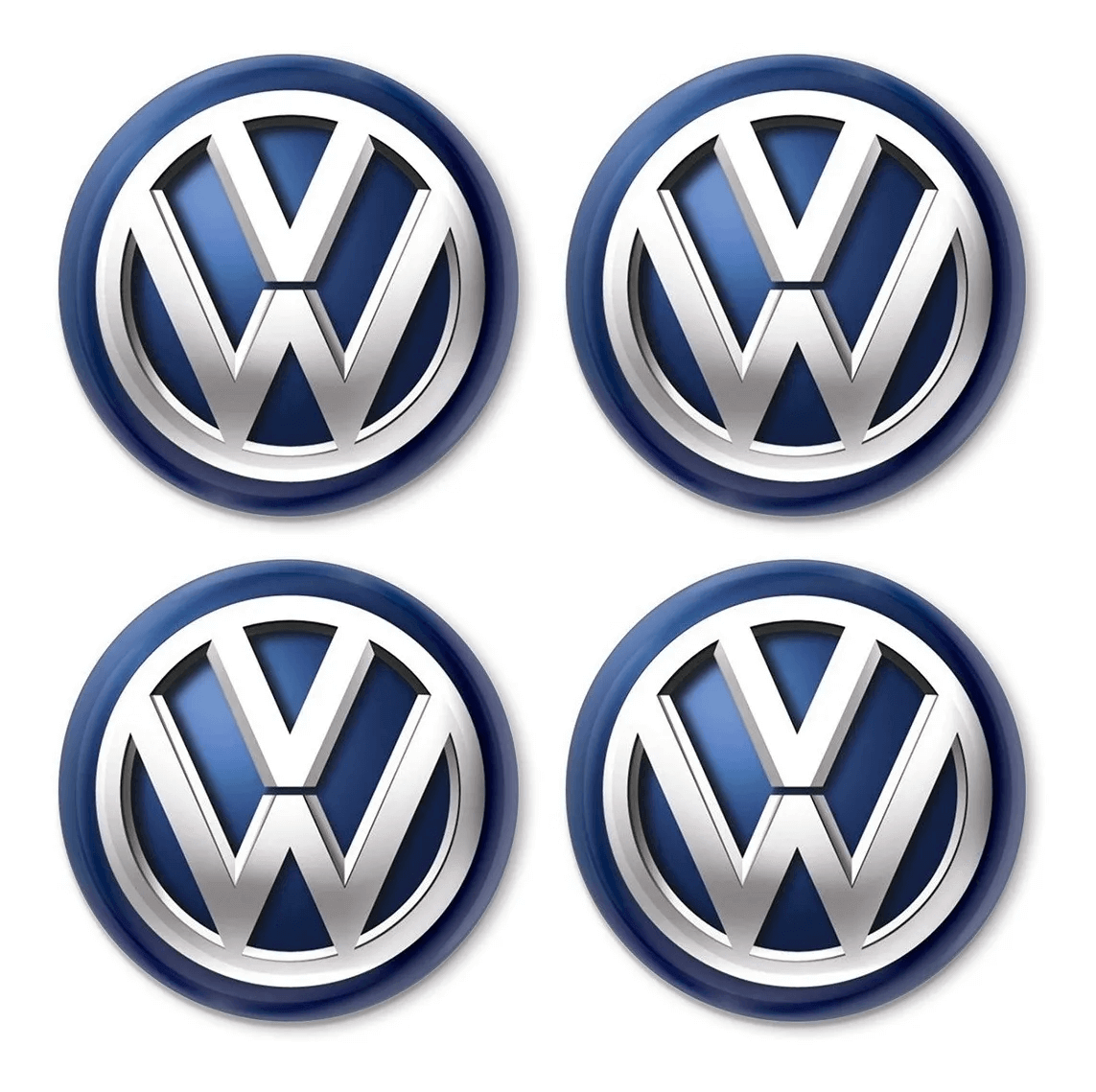 4 Emblemas Resinado Volkswagen (azul) p/ calota - 48mm