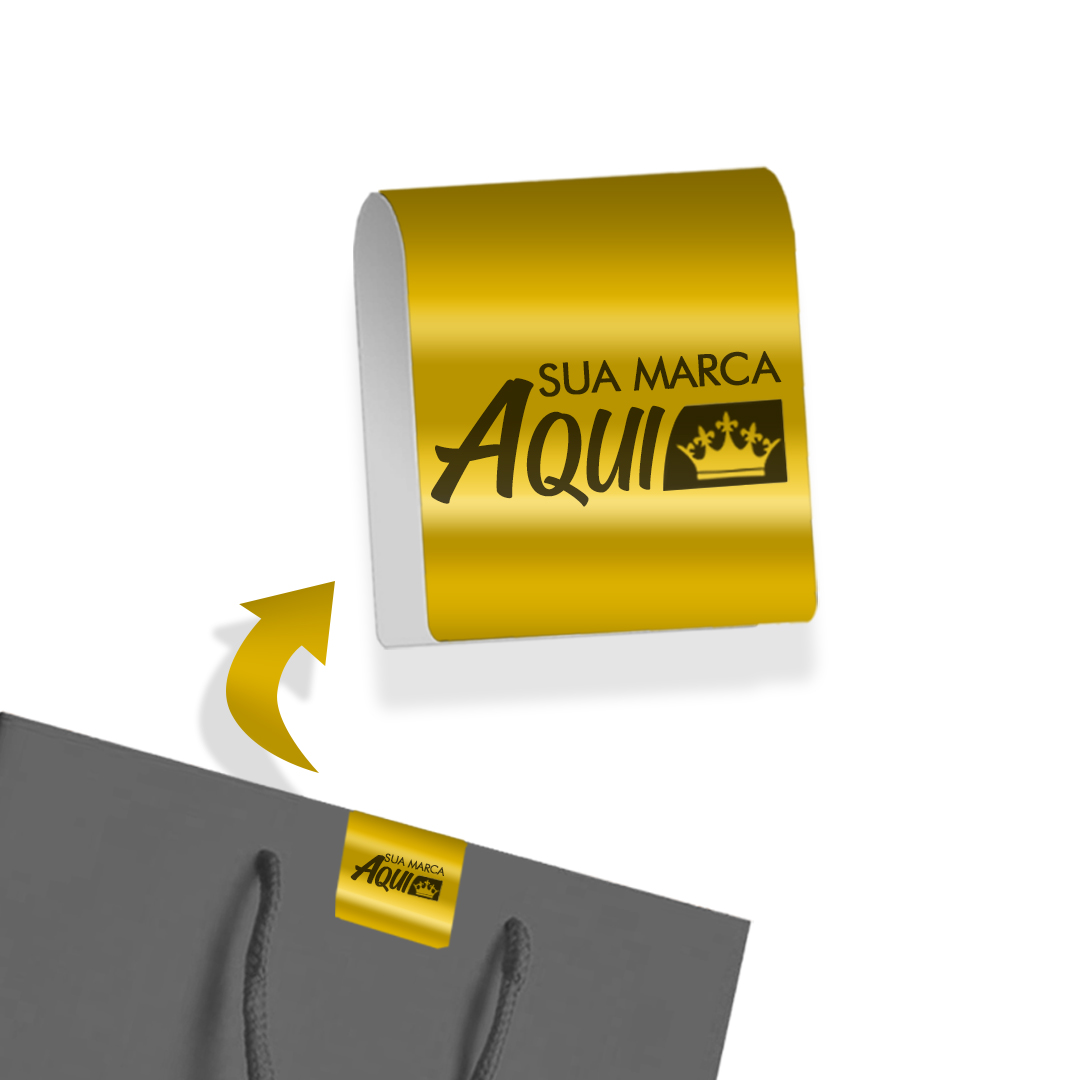 500 Adesivos Fecha Sacola (Dourados) Personalizados Para Loja / Comercio - 6x3cm