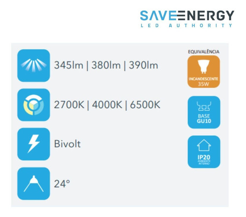 LAMPADA LED MR16 7W 4000K SAVE ENERGY