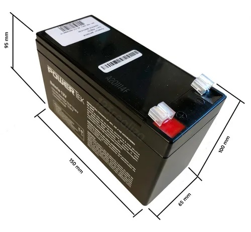 Bateria Powertek 12v 7ah Nobreak Central De Alarme Cerca Elétrica EN013  - Districomp Distribuidora