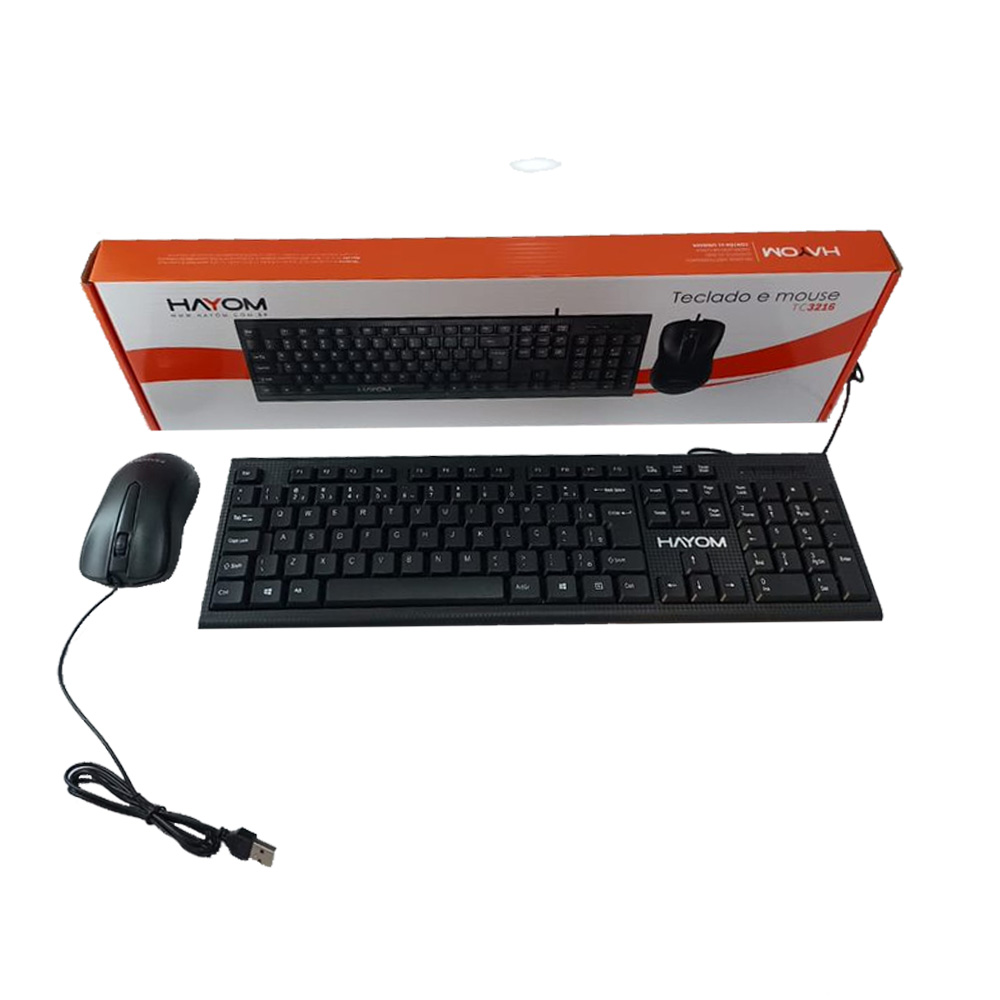 Combo Teclado e Mouse com Fio Office - Hayom - TC3216  - Districomp Distribuidora