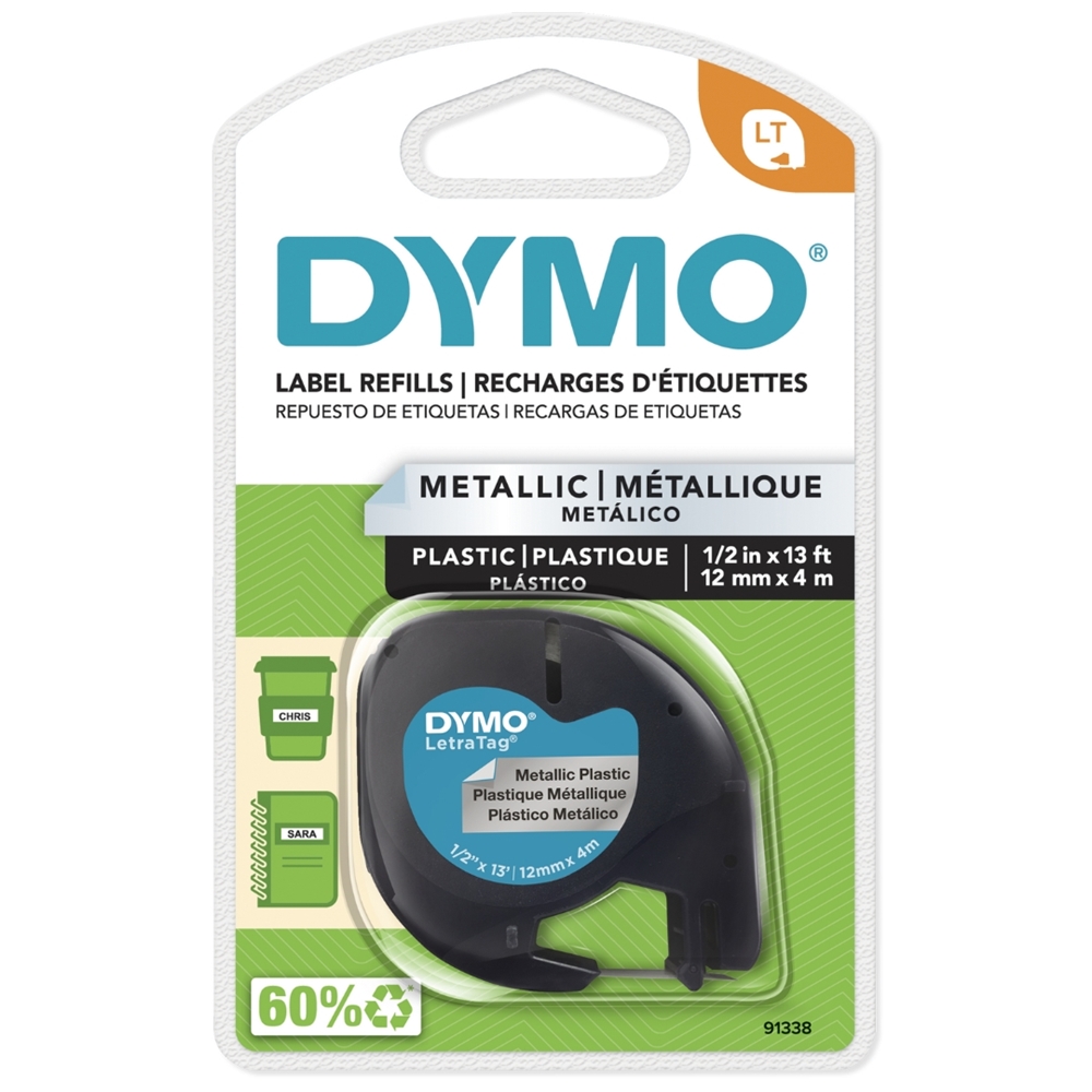 Fita plástica DYMO p/Rotuladores Letratag - Blister c/1 Metalizado