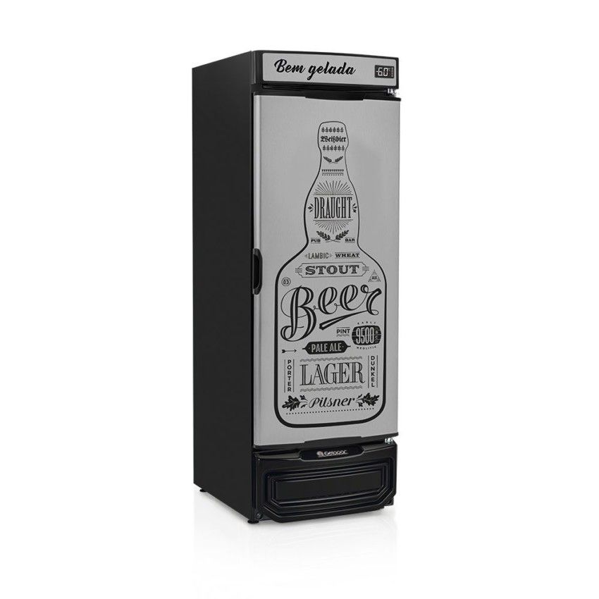 Cervejeira / Refrigerador Vertical 570L - Porta Cega Tipo Inox - Adesivo Lateral GRBA-570 GW/PR/127V - Gelopar