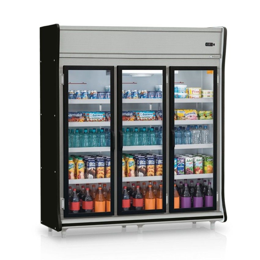 GEVP-3/PR/220V 60Hz Refrigerador POP Vertical 1,83m - Com 3 Portas Vidro Duplo