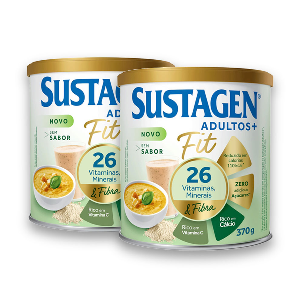Kit c/ 2 Sustagen Fit Complemento Alimentar Sem Sabor 370g