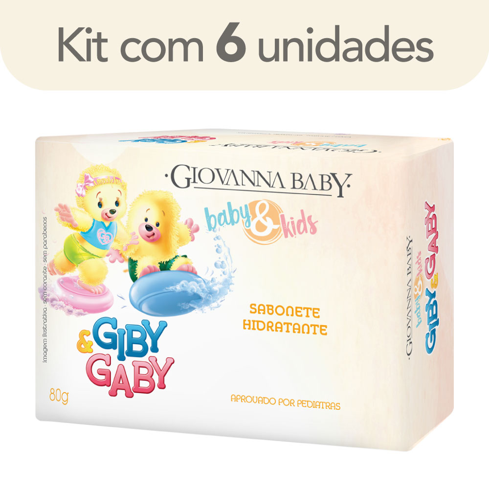 Kit c/ 6 Sabonete em Barra Unissex Baby e Kids Giovanna Baby 80g