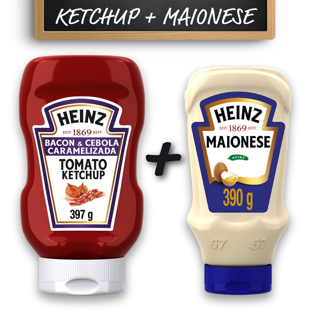 Kit c/ Ketchup Heinz Bacon 397g e Maionese Heinz 390g