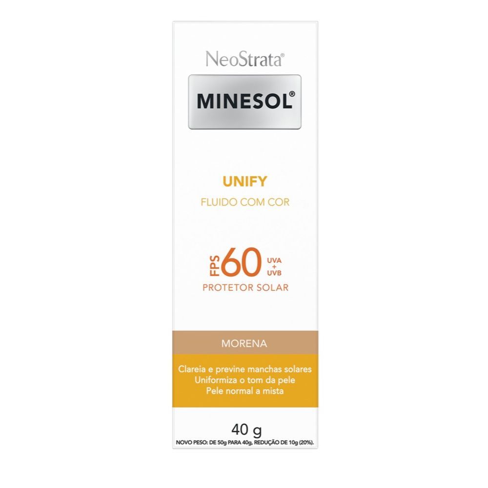 Protetor Solar Facial Neostrata Minesol Unify Fluido com cor Pele Morena FPS 60 40G
