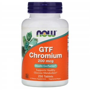 GTF Cromo 200mcg, 250 Comprimidos, NOW Foods