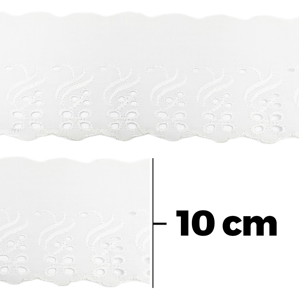 Bordado Inglês BP010 Branco - 10cm - ArtePunto  - A Costureira