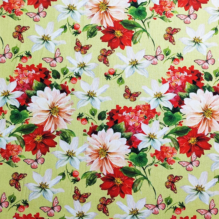 Tecido Patchwork Digital Peripan Flores e Borboletas A 0,50X1,40mts  - A Costureira