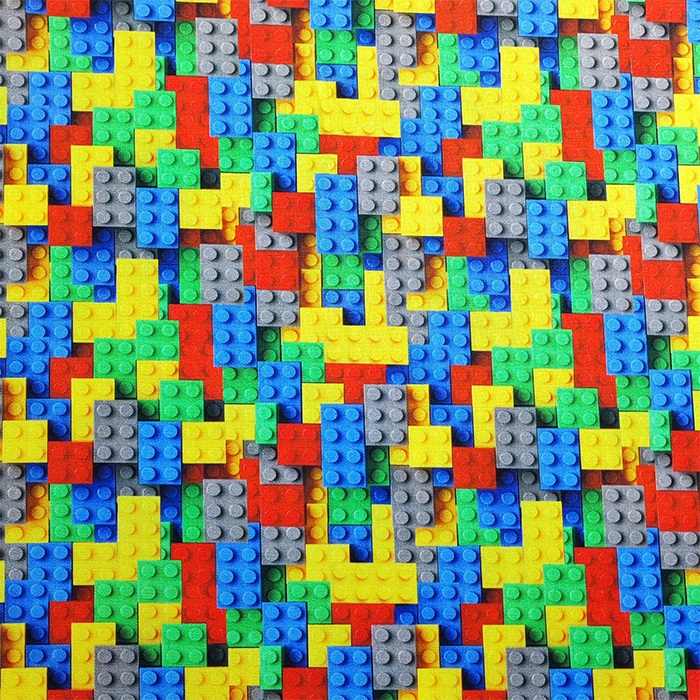 Tecido Patchwork Digital Peripan Lego Colorido  0,50X1,40mts  - A Costureira