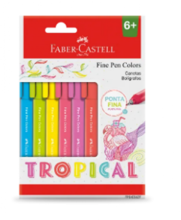 Caneta Fine Pen Tropical 6 cores - Faber Castell 