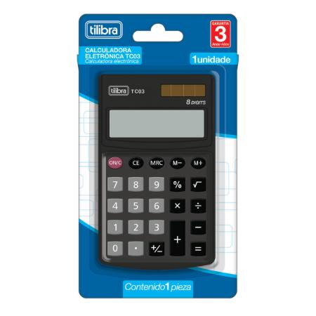 Calculadora de Bolso Preta TC03 - Tilibra 