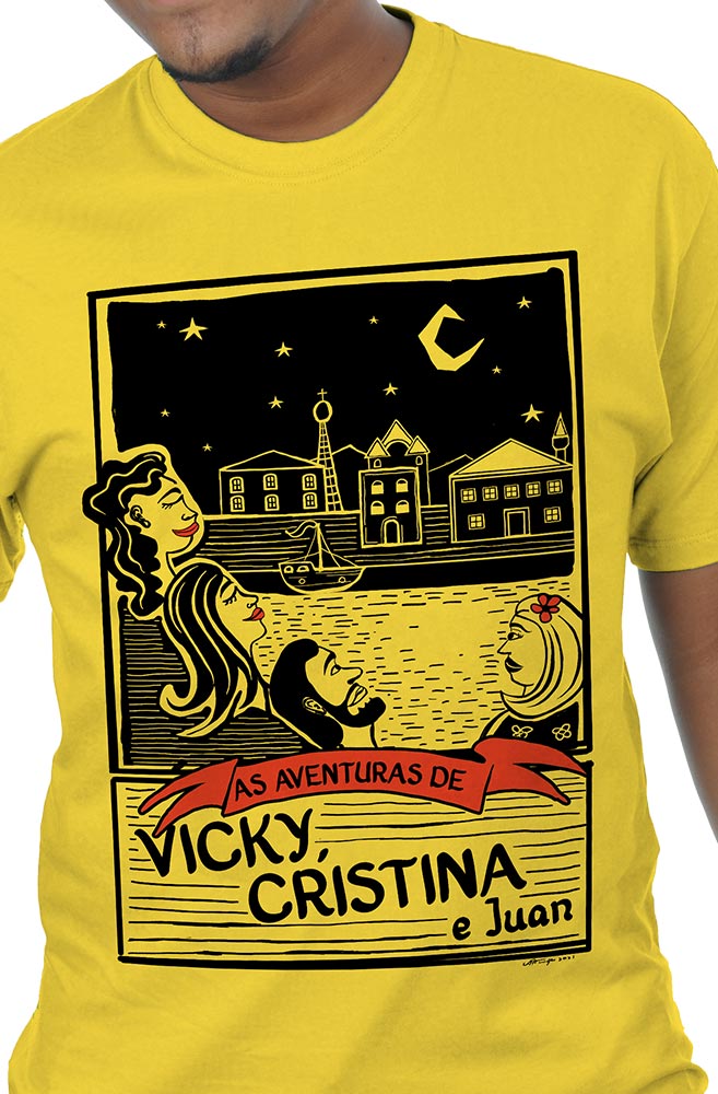 Camiseta Amarela O Amor em Cordel: Vicky, Cristina e Juan