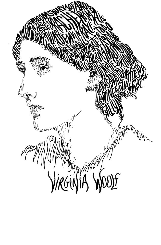 Camiseta Branca Rostos Letrados: Virginia Woolf