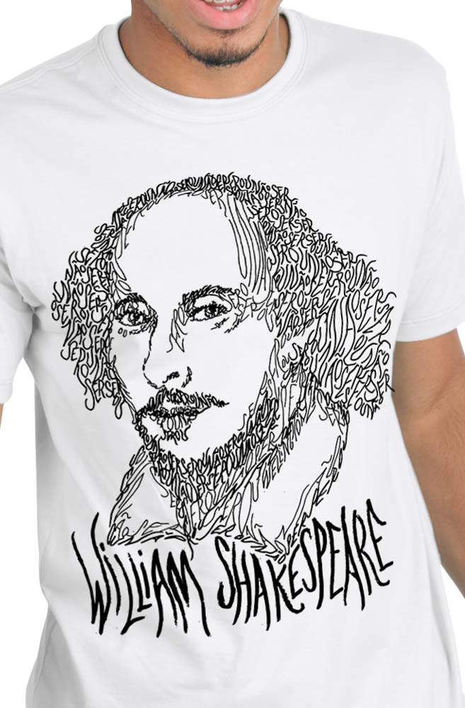 Camiseta Branca Rostos Letrados: William Shakespeare