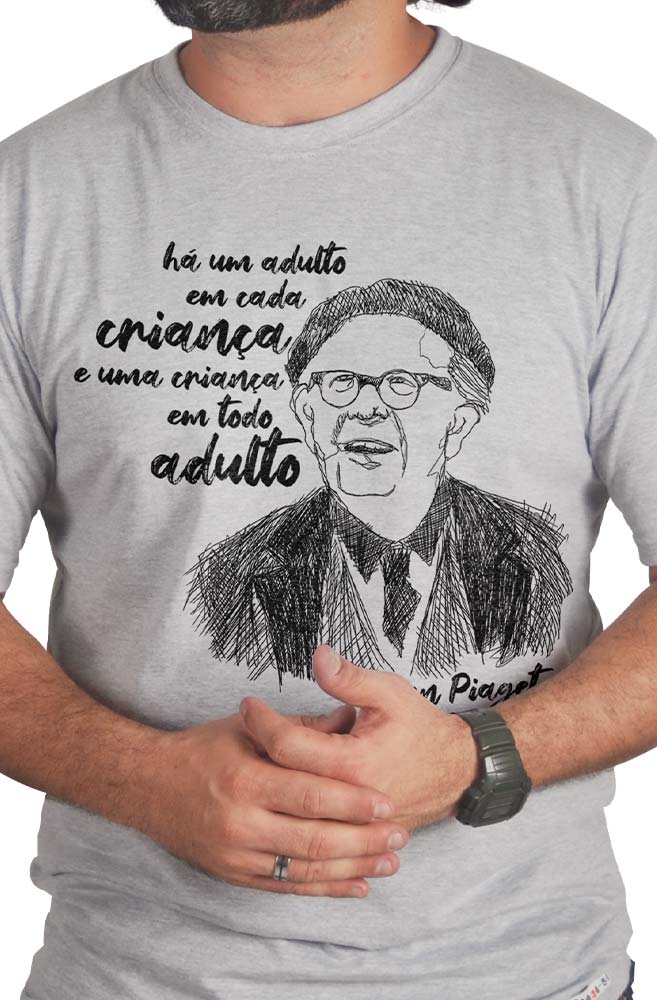 Camiseta Cinza Piaget, pai da pedagogia