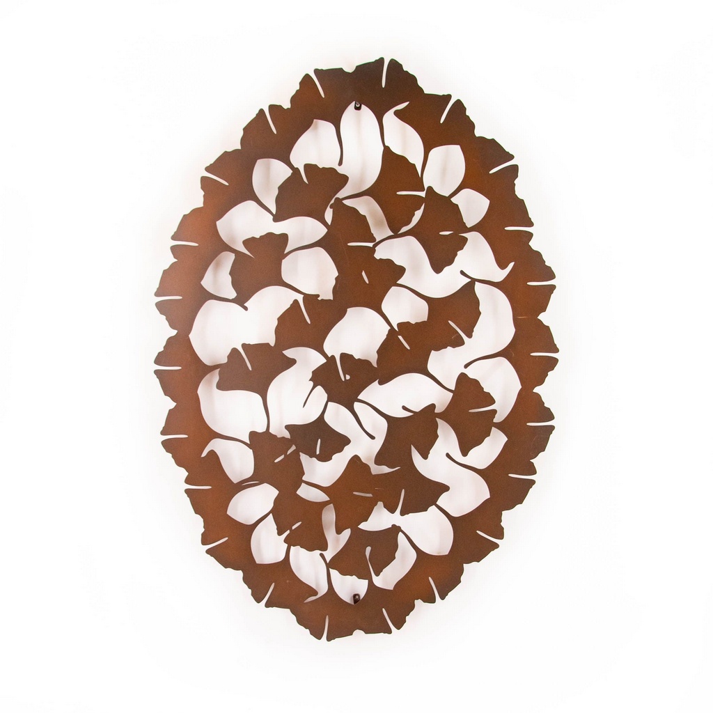 Mandala Oval Flores Aço Galvanizado 54x80cm