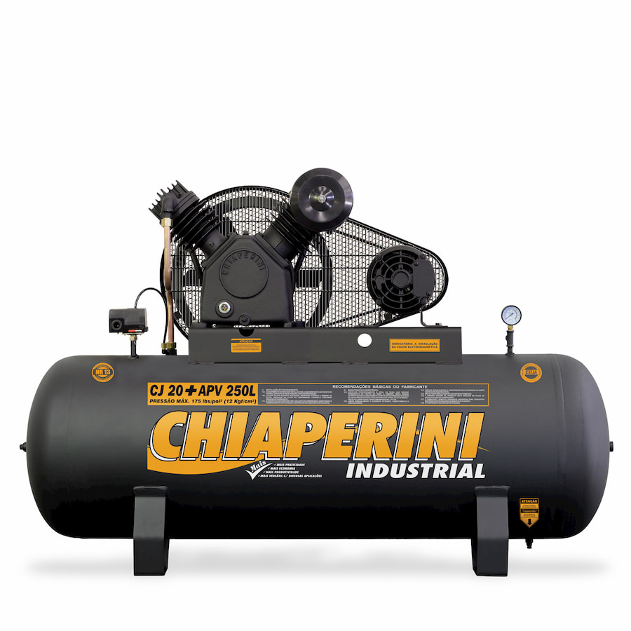 Compressor de ar alta pressão 20 pcm 200 litros 5cv trifásico Modelo- Chiaperini APV 200L