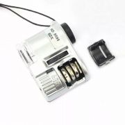 Lupa Microscópio Conta Fios 60x com Luz UV, LED e Clip para Celular.