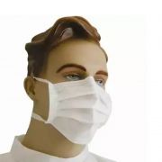 Kit 100 Máscaras Descartáveis Tripla com Tiras para Amarrar Clipe Nasal Anvisa