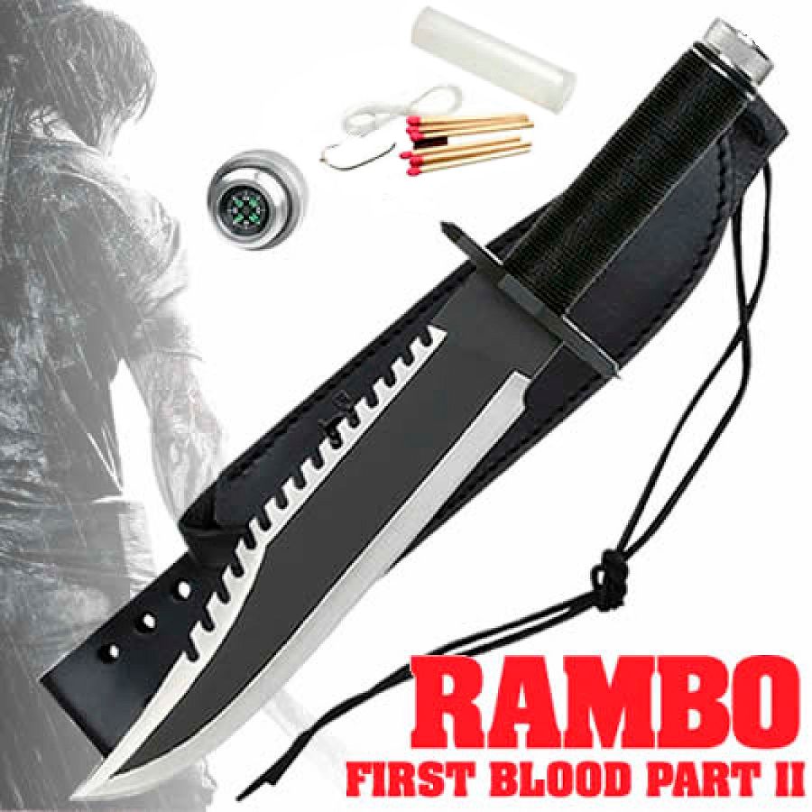 Faca Rambo First Blood Kit Sobrevivência Bússola Bainha - Mundo Thata