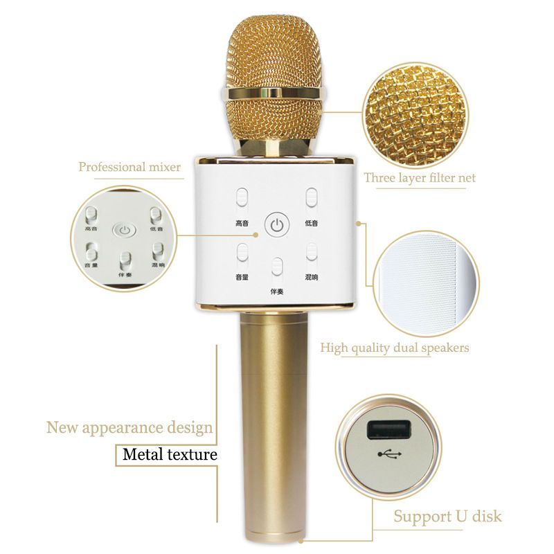 Karaokê Portátil Bluetooth Microfone Bateria para Celular Gravador - Mundo Thata