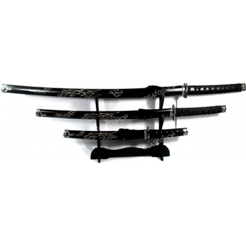 Kit 3 Espadas Samurai com Suporte de Mesa  - Mundo Thata