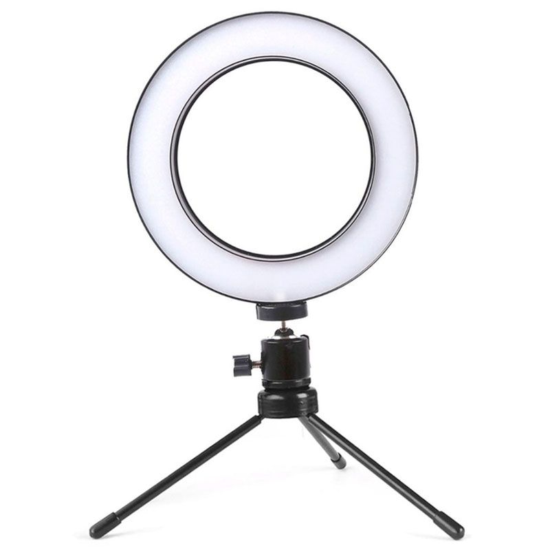 Kit com Iluminador LED Ring 16 cm + Tripé de Iluminação Foto Video  - Mundo Thata