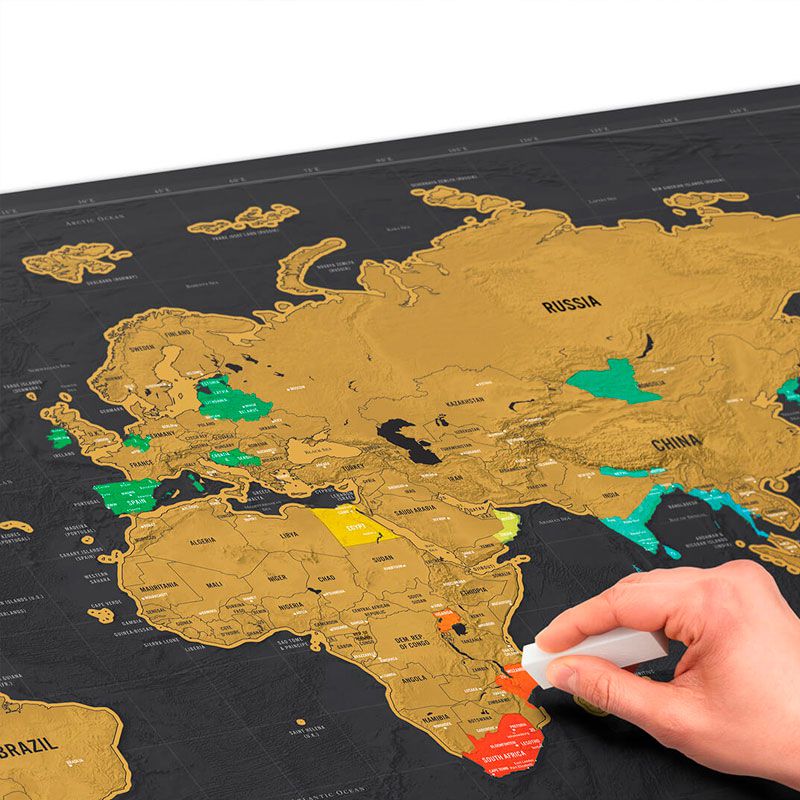 Mapa Pôster Scratch Off Versão Luxo Guia de Viagem Aventura Enfeite Decoração  - Mundo Thata