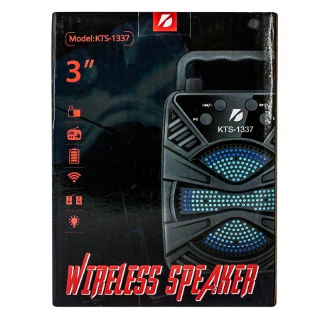 Caixa de Som KTS  1337  Bluetooth, Rádio FM, USB, Micro SD, Wireless, Microfone, Relógio e AUX.