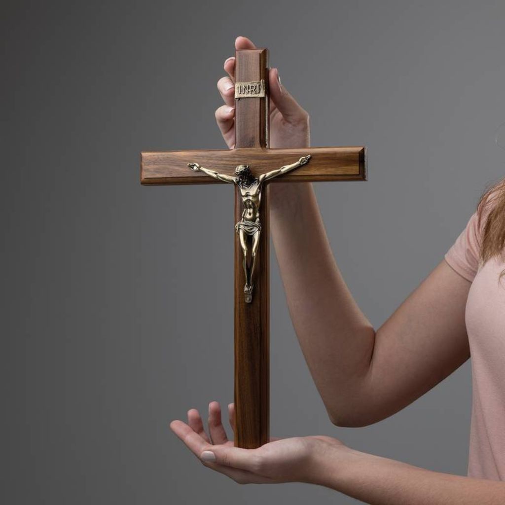 Crucifixo de Parede em Madeira e Metal 40cm