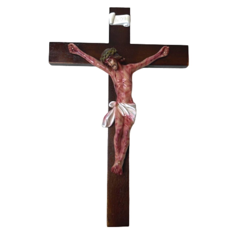 Crucifixo de Parede em Madeira e Resina 35cm