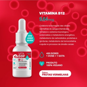 VITADOP B12 em gotas sabor Frutas Vermelhas - 20ml