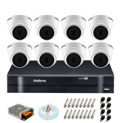 Kit Intelbras 08 Cameras HD 720p VHD 1120 Dome + Dvr 1108 Intelbras + Acessórios