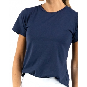 Camiseta Feminina Fitness Antiviral Manga Curta com Proteção UV 50+ Marinho Cia Do Sono