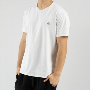 Camiseta Masculina Fitness Antiviral Manga Curta com Proteção UV 50+ Branca Cia Do Sono