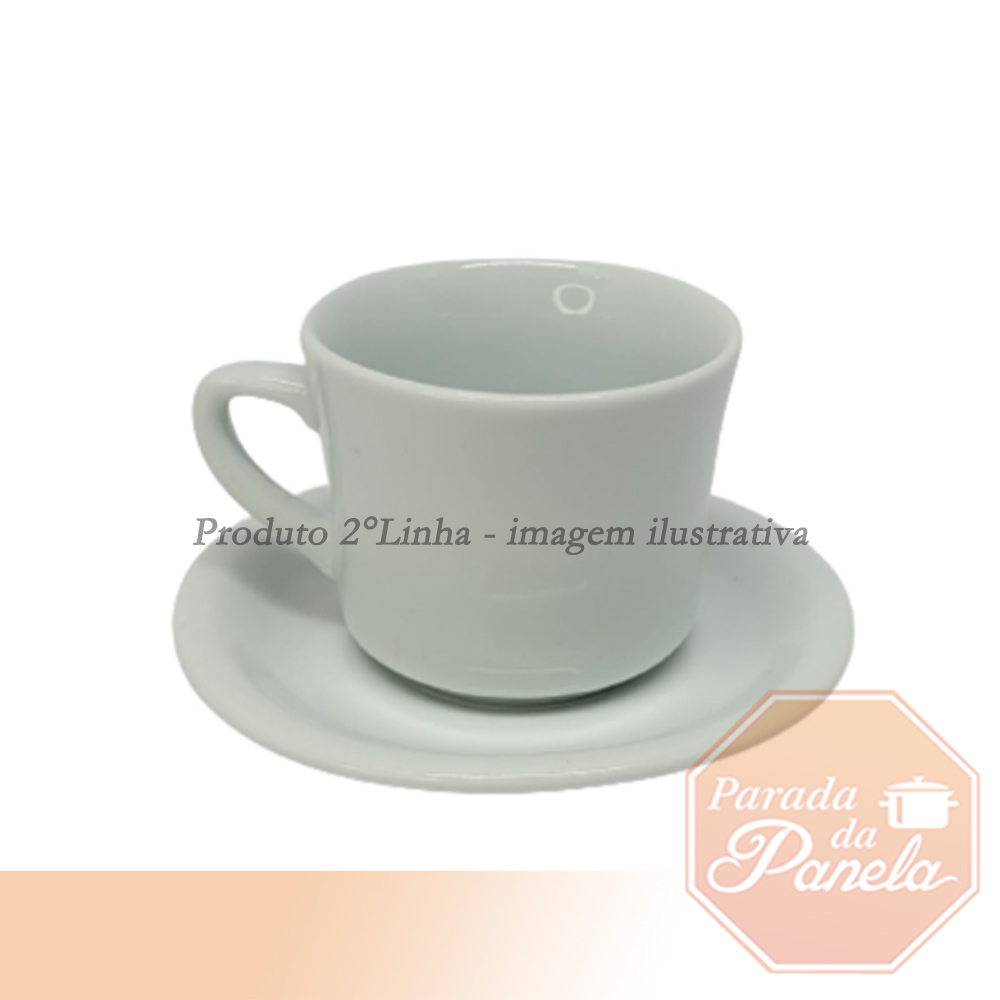 Xícara de Chá Porcelana Branca com Pires 250ml