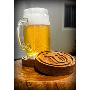 Porta Copo de Madeira Rústico para Cervejas Kit 3 Unidades