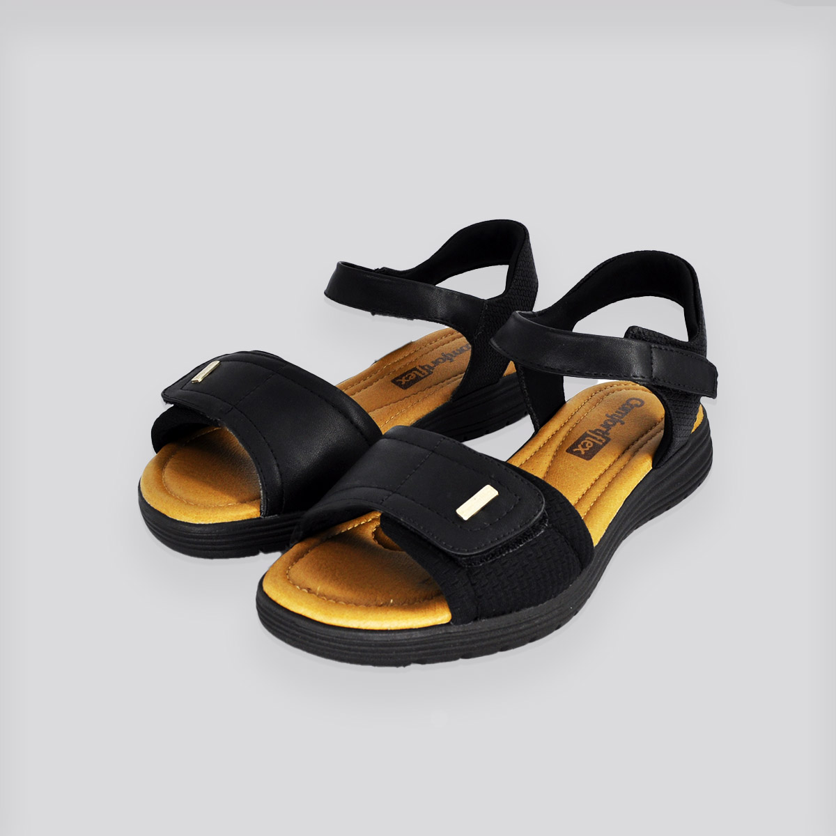 Sandália  ComfortFlex  Velcro Preto